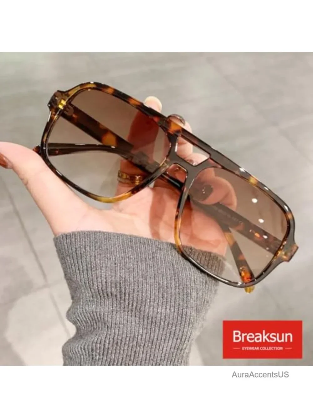Retro Square Aviator Sunglasses Oversized 70s Vintage UV400 Unisex